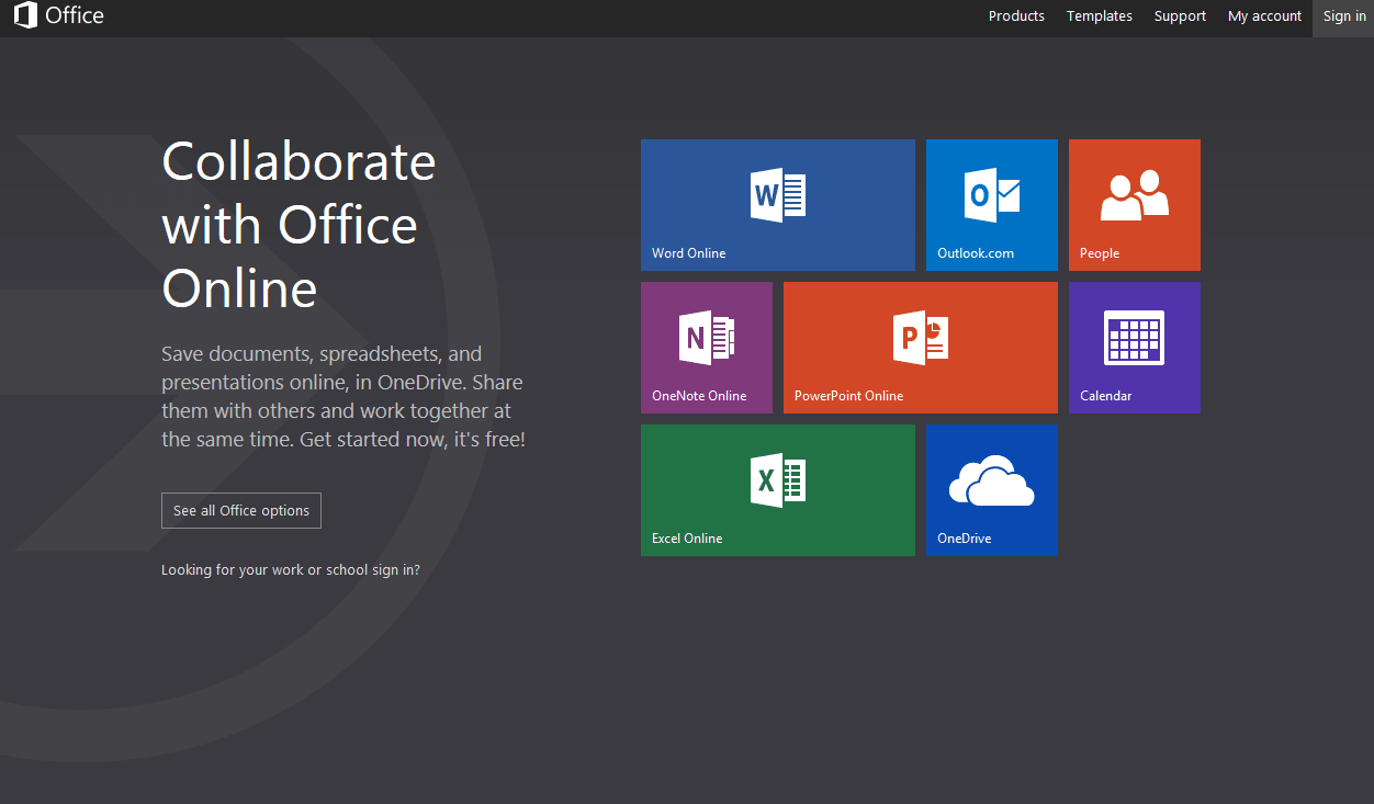 MS Office Online - cloud based collaborative program